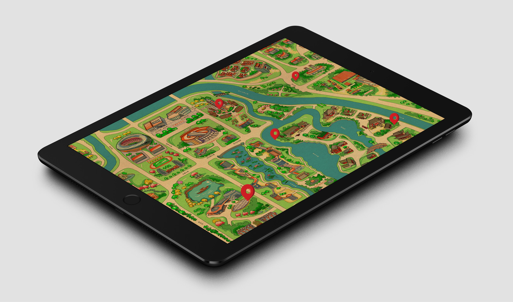 鄭州中原區手繪游覽圖