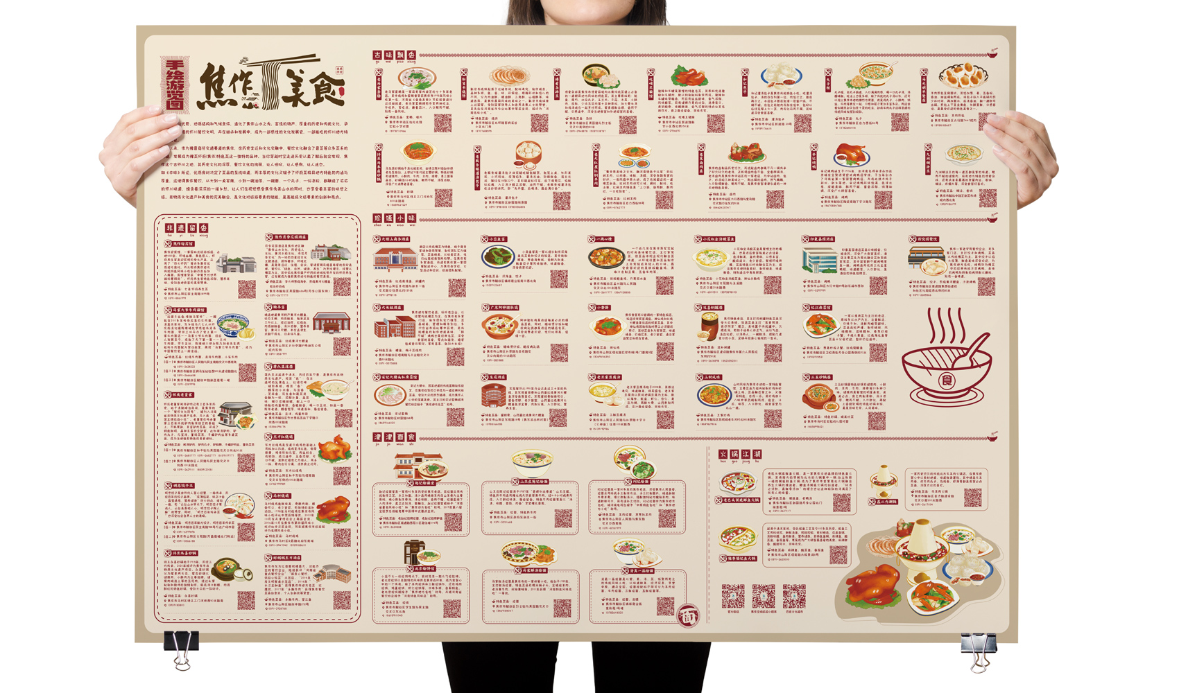 焦作美食手繪游覽圖